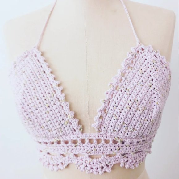 Handmade Crochet Bralette pink - Picture 1 of 1